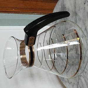 Vintage Mid Century Modern David Douglas Flameware Coffee Carafe Gold Striped